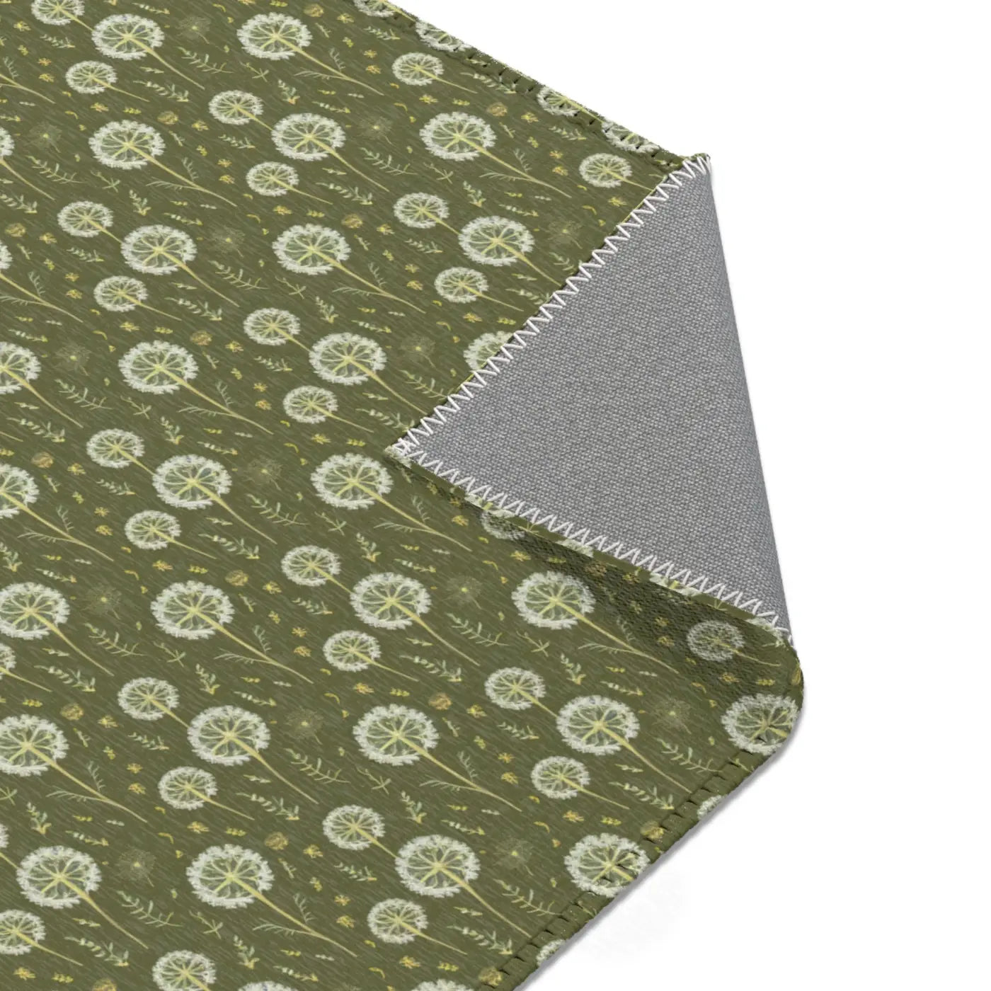 Green Dandelions Rug – Polyester Chenille - Dipaliz