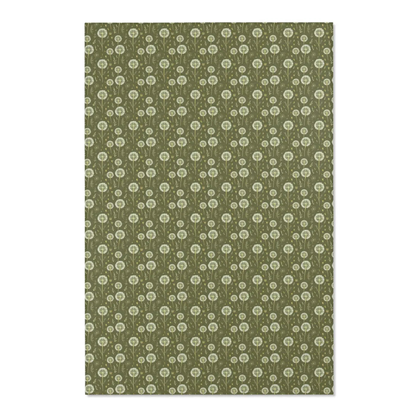 Green Dandelions Rug – Polyester Chenille - Dipaliz