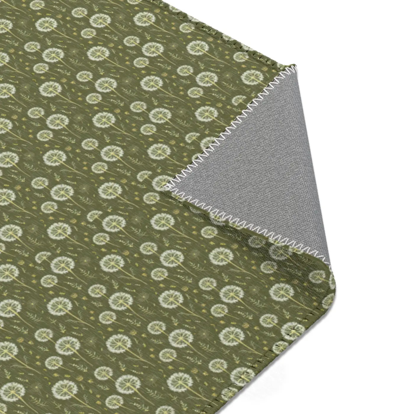 Green Dandelions Rug – Polyester Chenille - Dipaliz