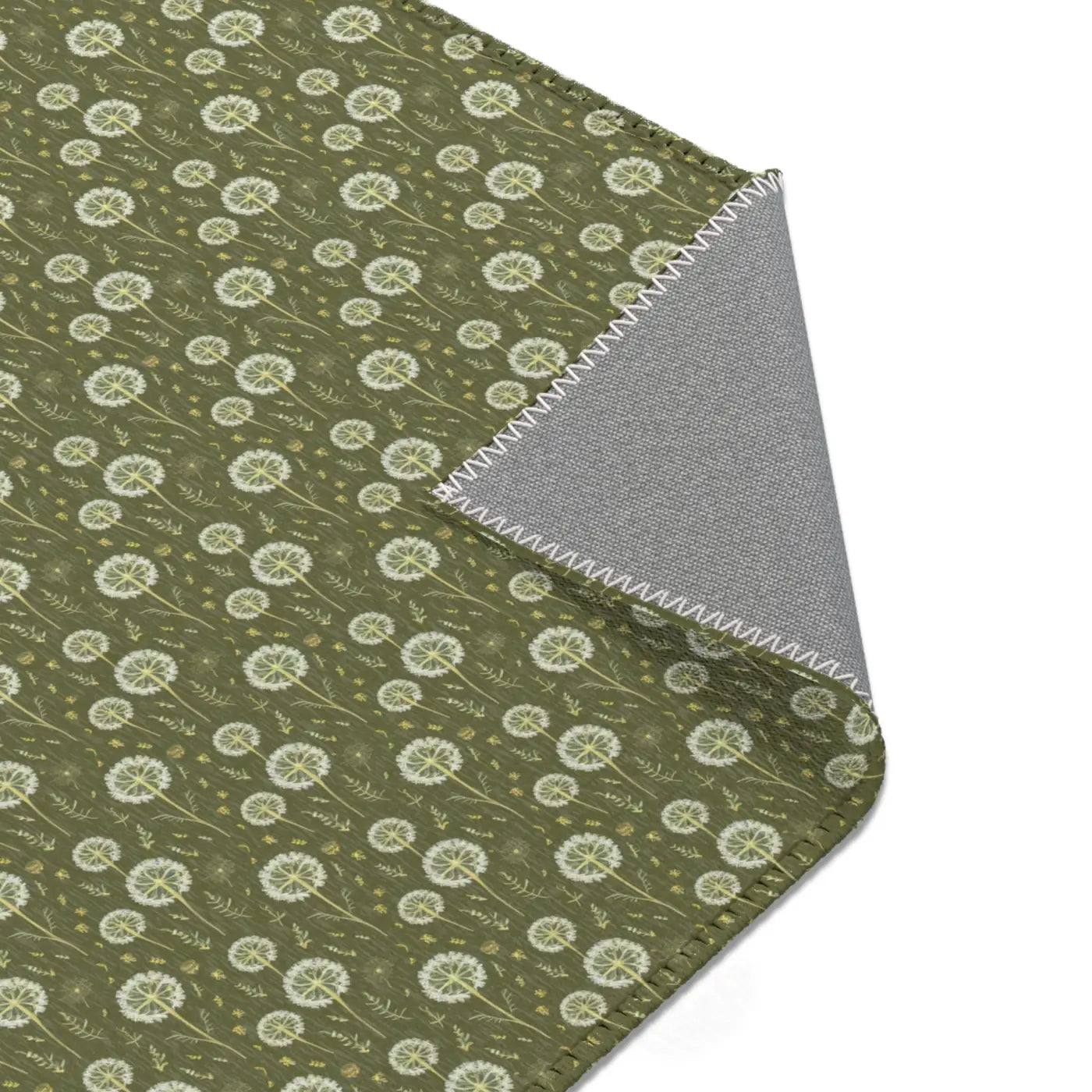 Green Dandelions Rug – Polyester Chenille - Dipaliz