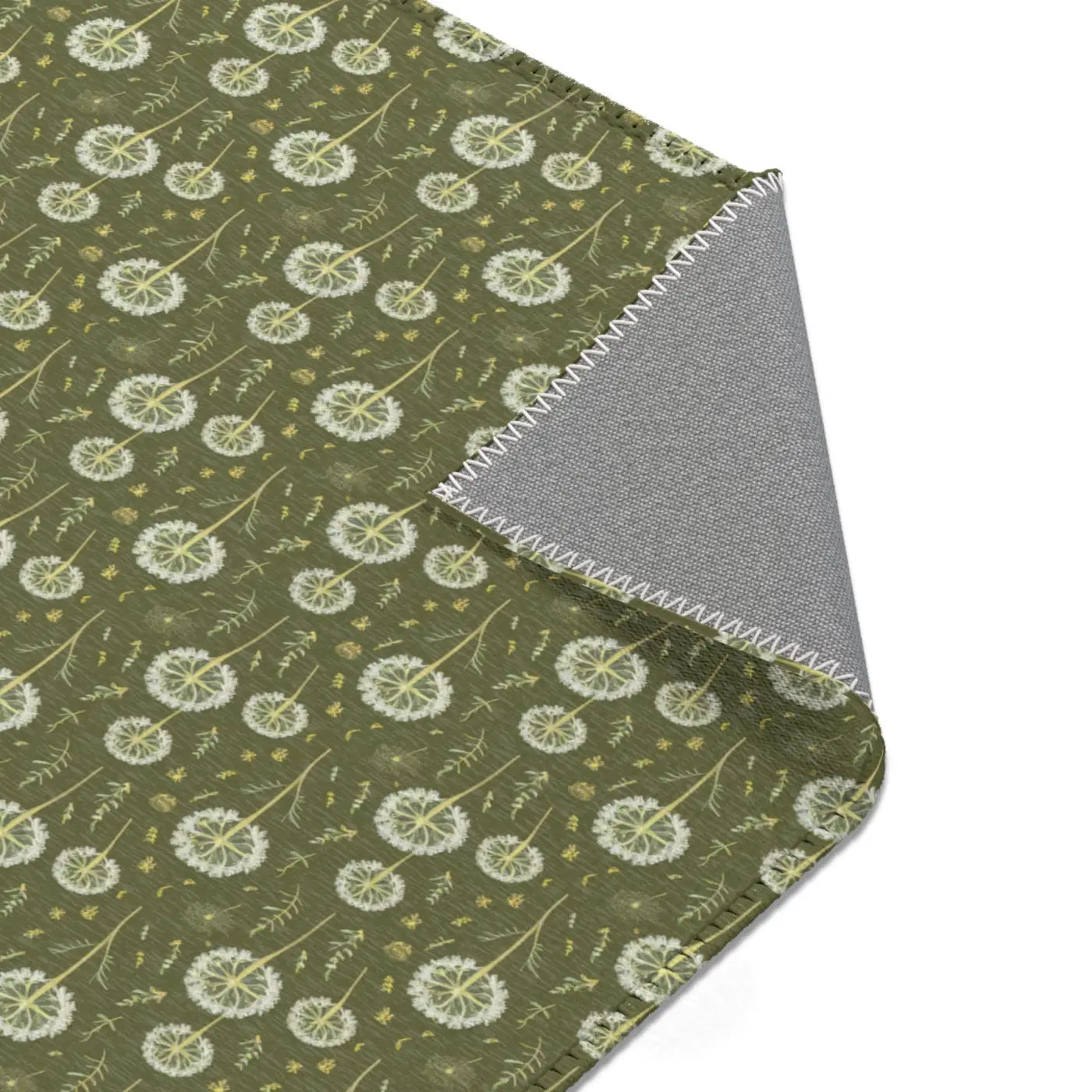 Green Dandelions Rug – Polyester Chenille - Dipaliz
