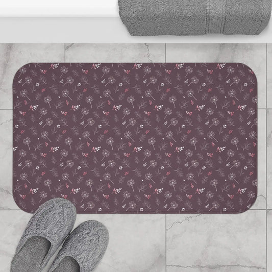 Dreamy Dandelions Mauve Bath Mat – Soft Microfiber - Dipaliz
