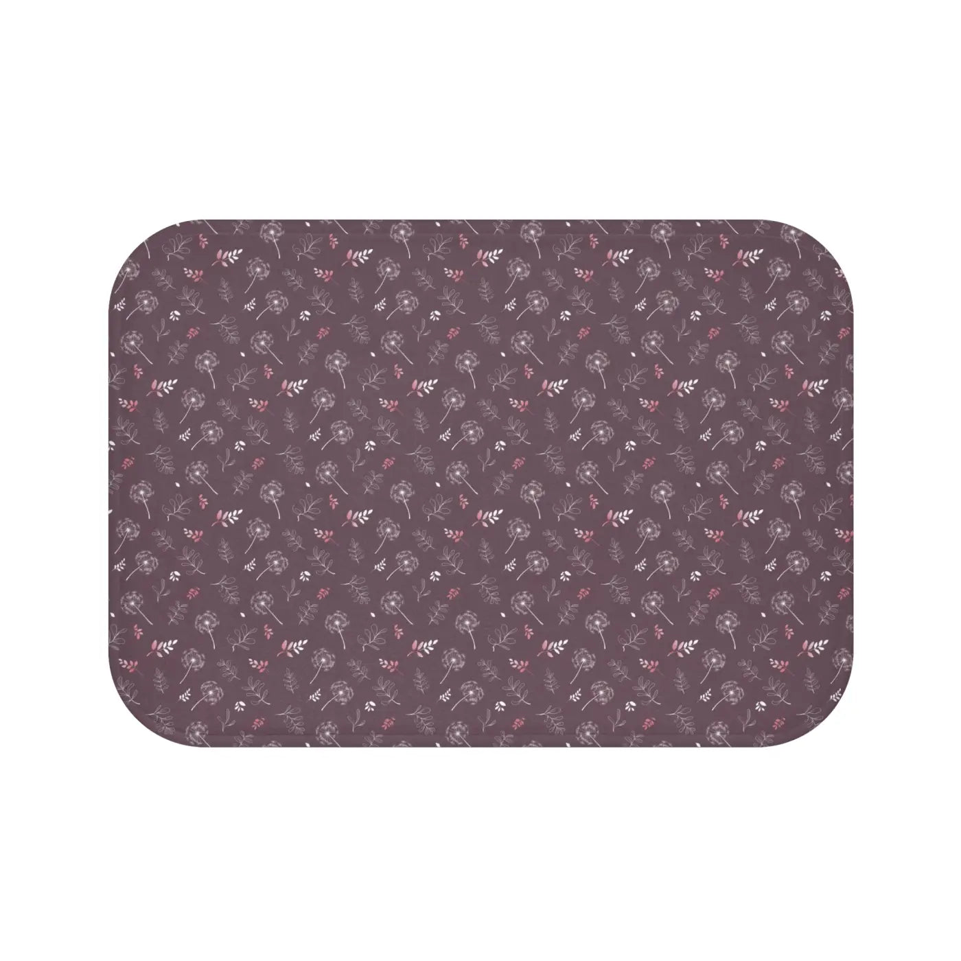 Dreamy Dandelions Mauve Bath Mat – Soft Microfiber - Dipaliz
