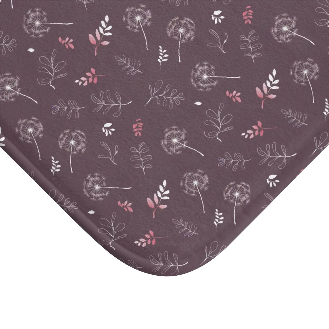 Mauve Bath Mat Dandelion – Microfiber Decor - Dipaliz