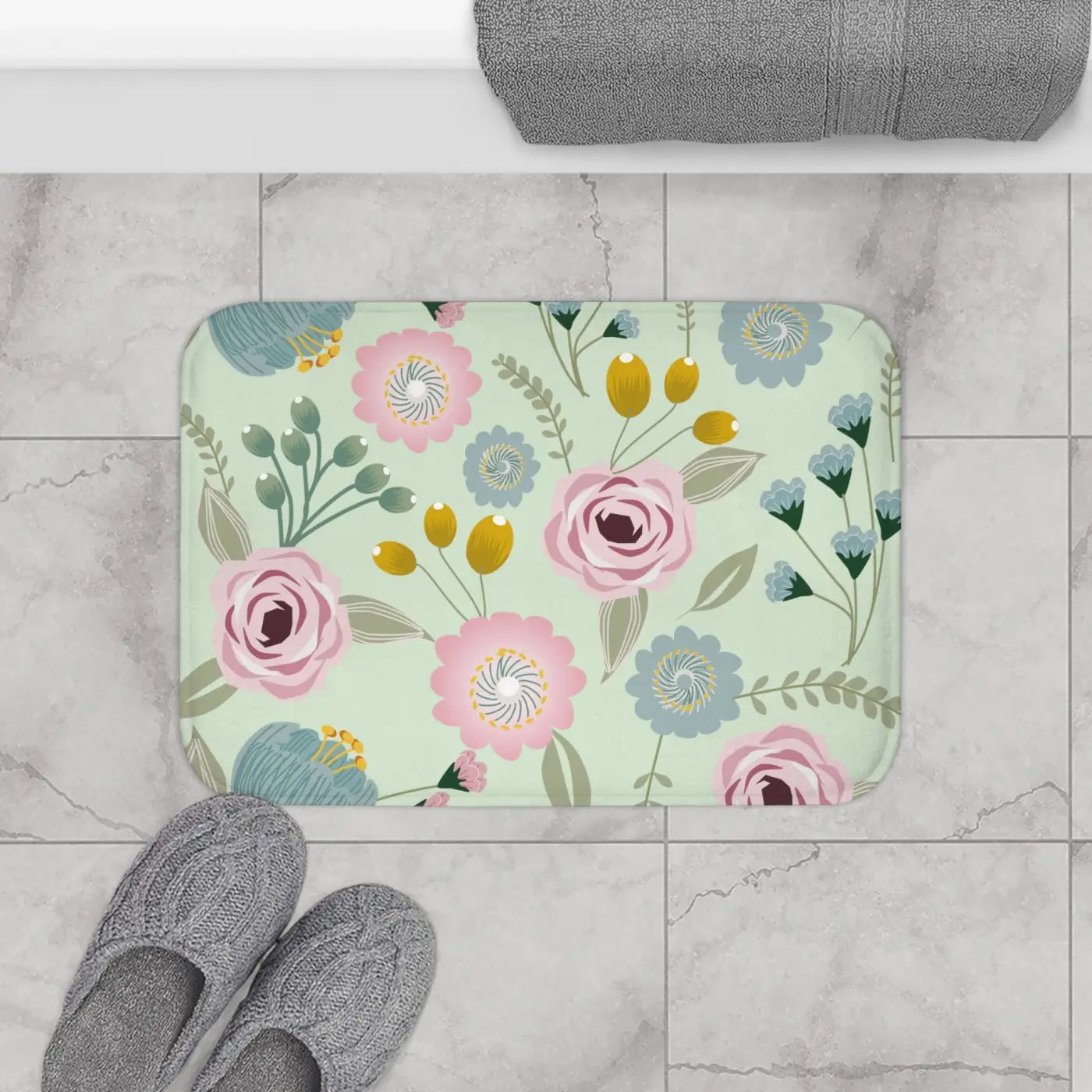Floral Bath Mat – Soft Eco Friendly Microfiber - Dipaliz