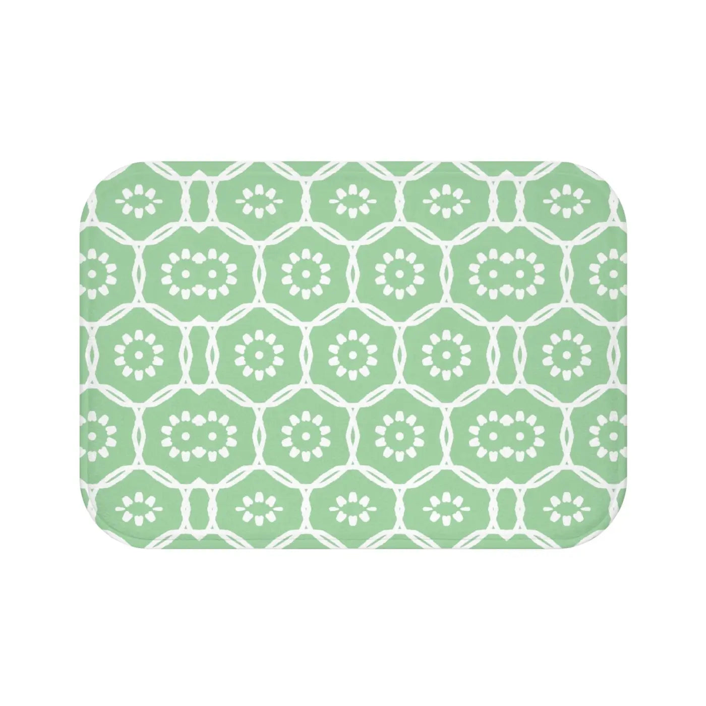 Green Geometric Bath Mat – Soft Microfiber - Dipaliz