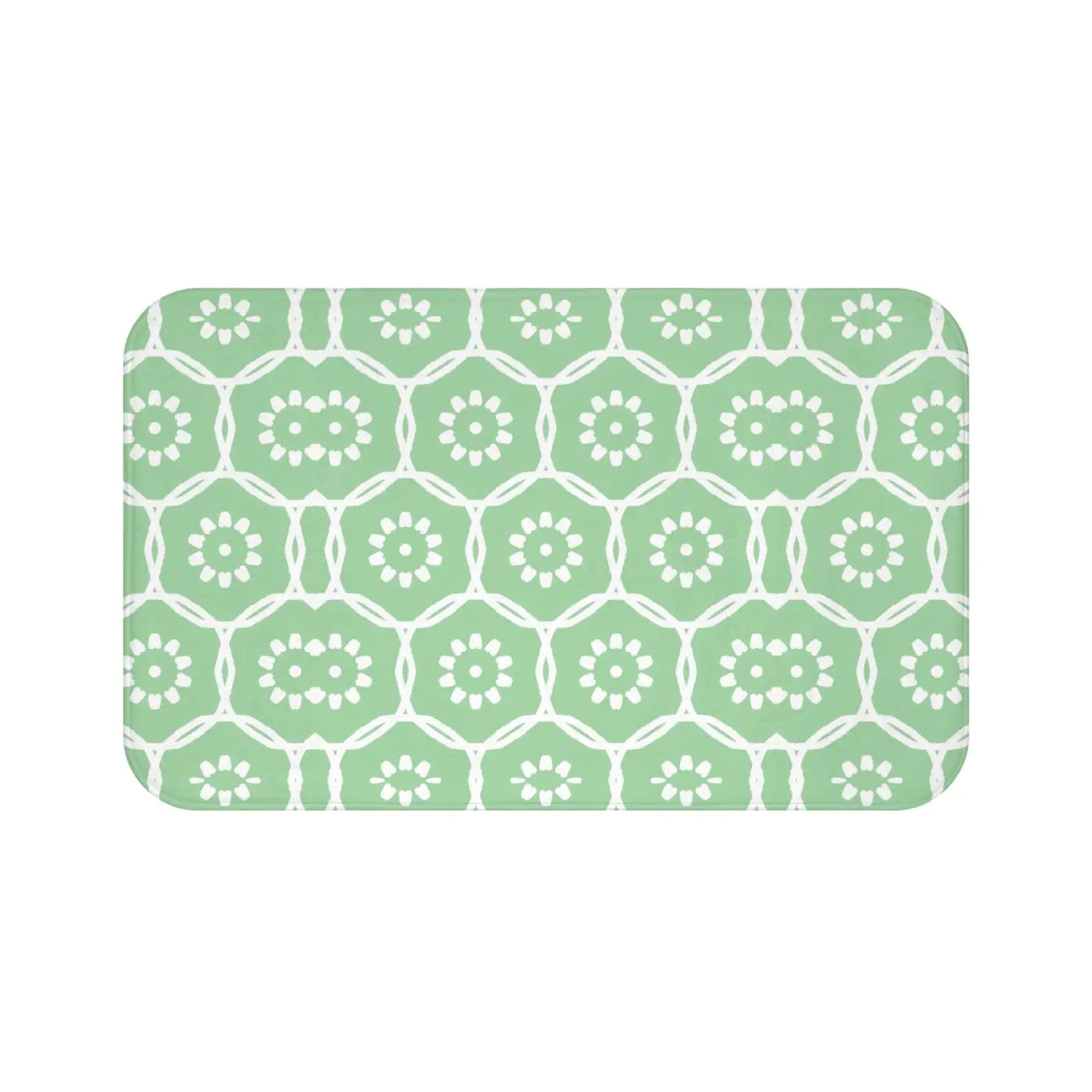 Green Geometric Bath Mat – Soft Microfiber - Dipaliz