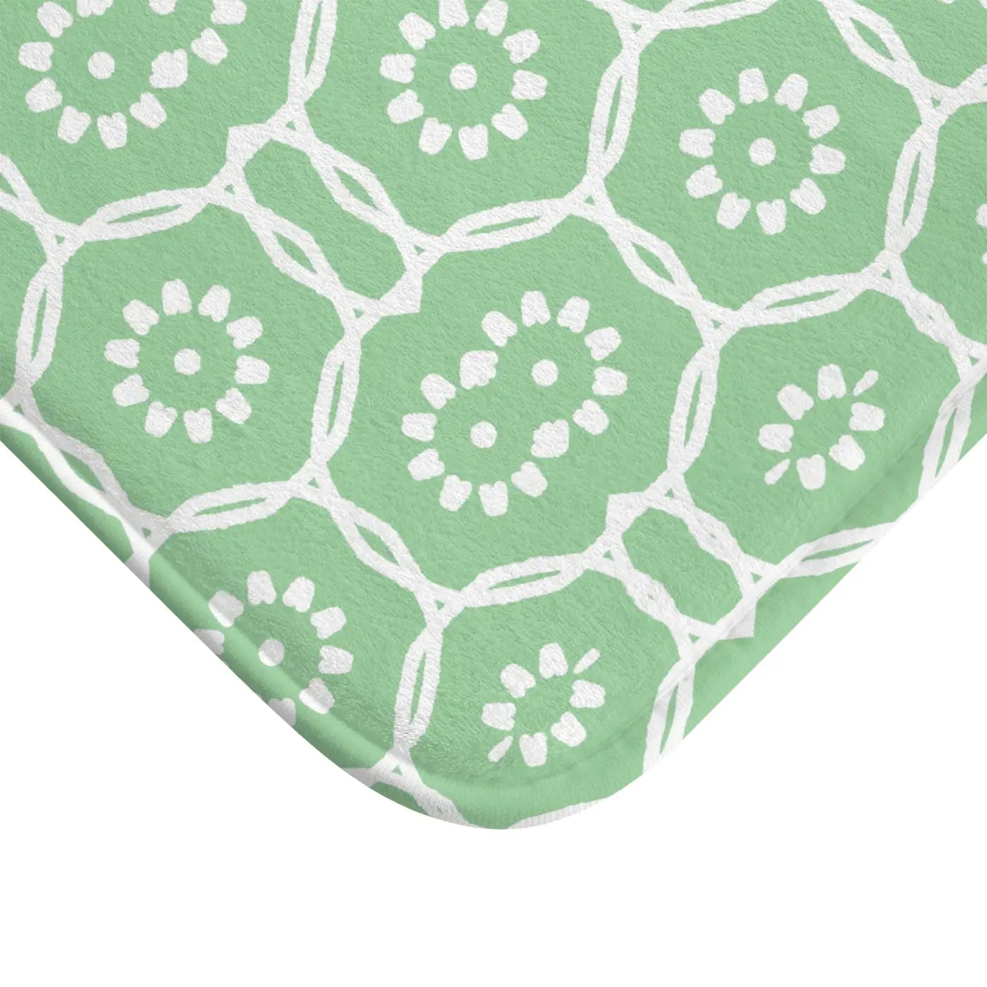 Green Geometric Bath Mat – Soft Microfiber - Dipaliz