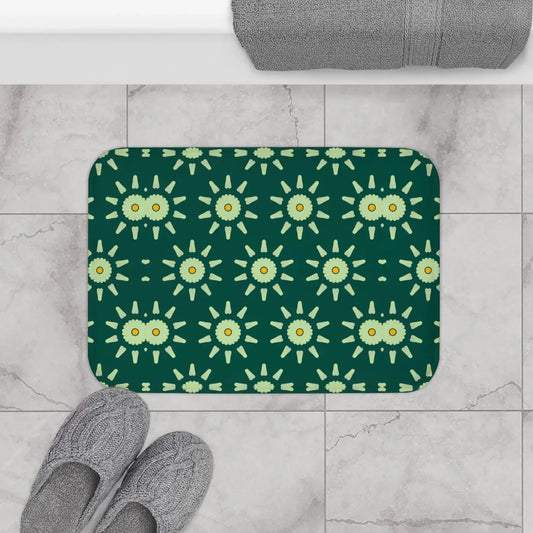 Green Geometric Bath Mat – Non Slip Microfiber - Dipaliz