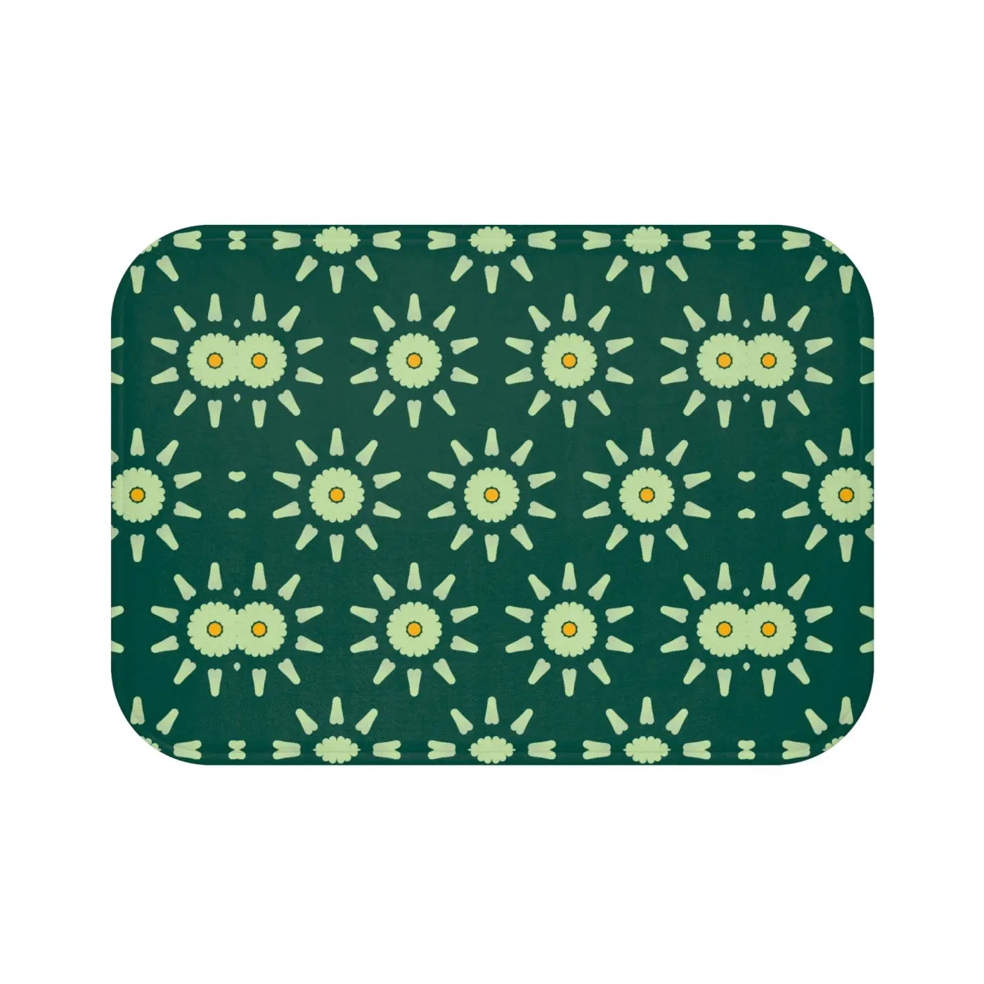 Green Geometric Bath Mat – Non Slip Microfiber - Dipaliz