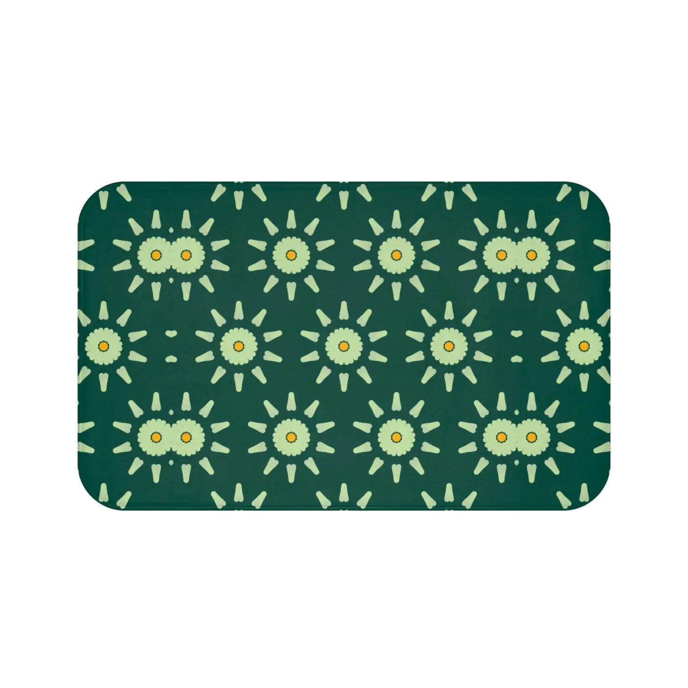 Green Geometric Bath Mat – Non Slip Microfiber - Dipaliz