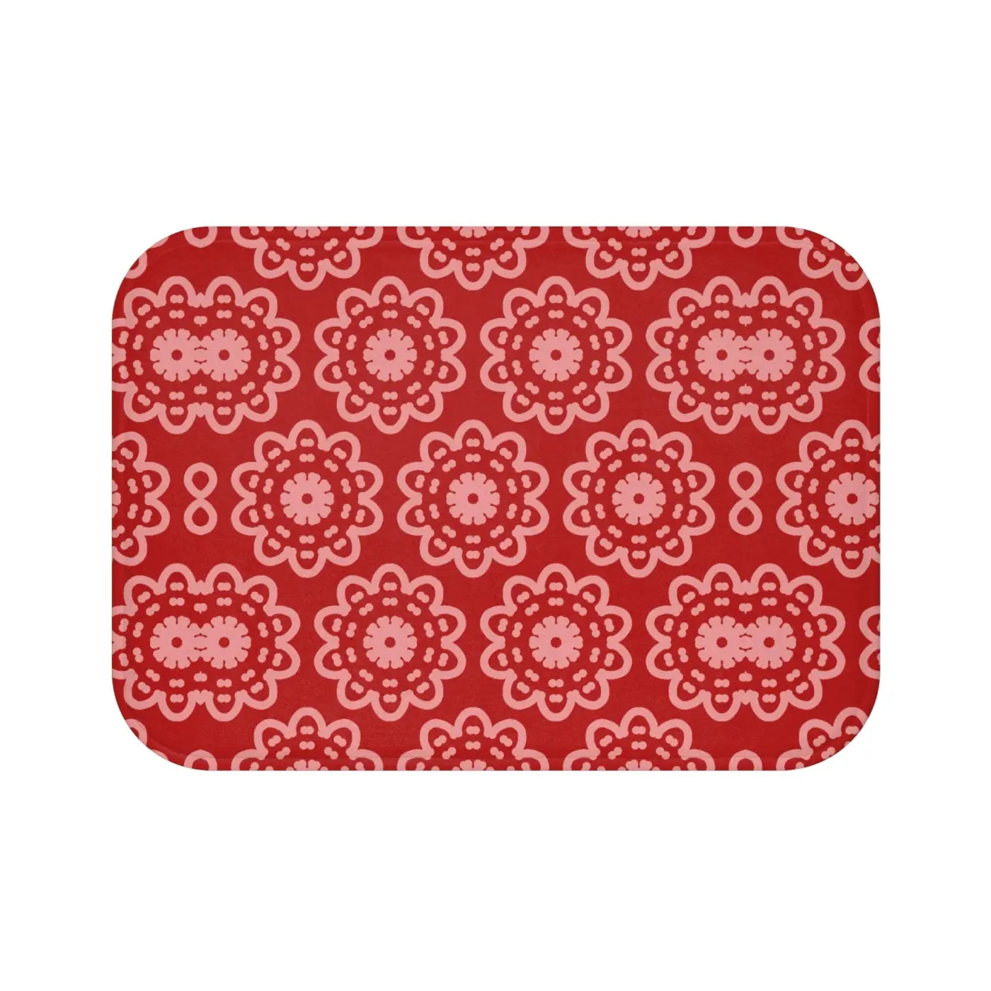 Red Geometric Bath Mat – Soft Microfiber - Dipaliz