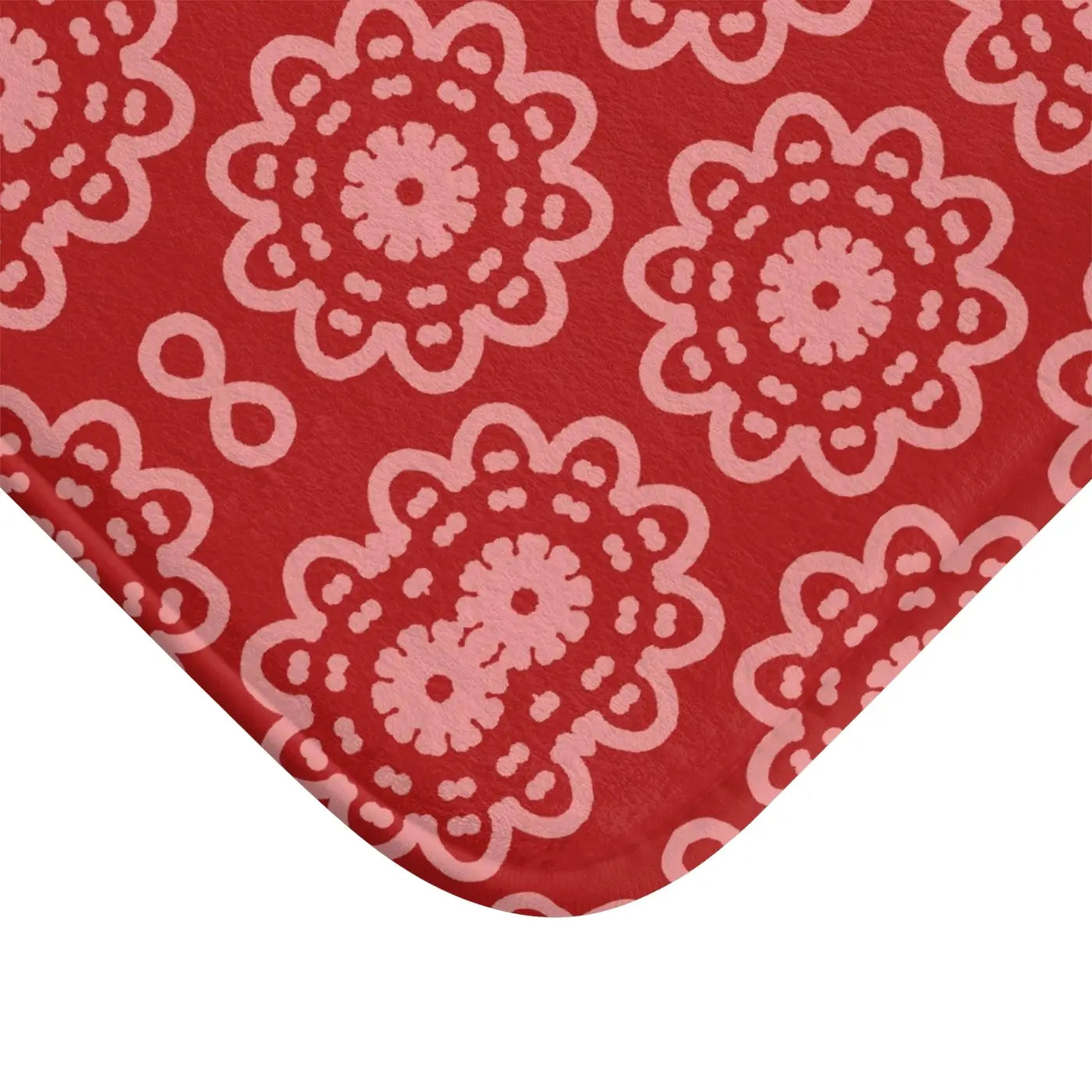 Red Geometric Bath Mat – Soft Microfiber - Dipaliz