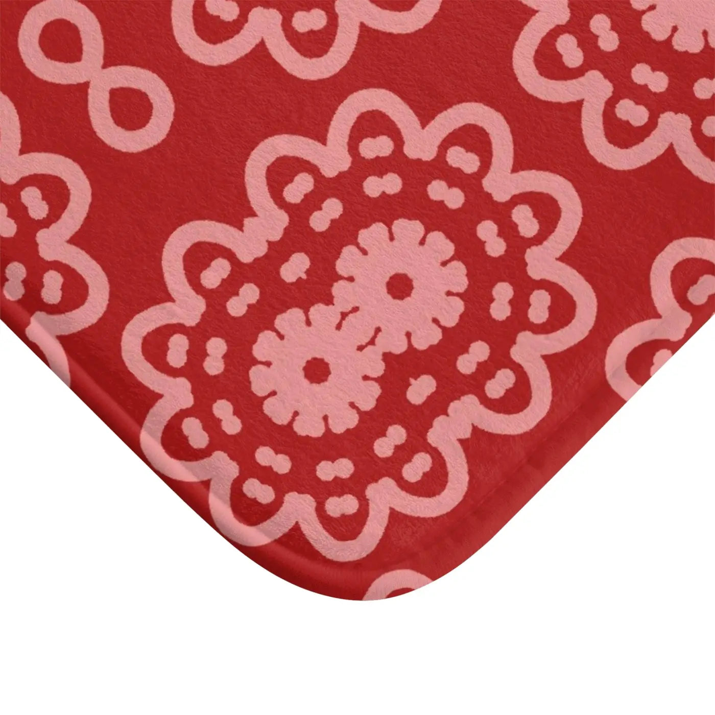 Red Geometric Bath Mat – Soft Microfiber - Dipaliz