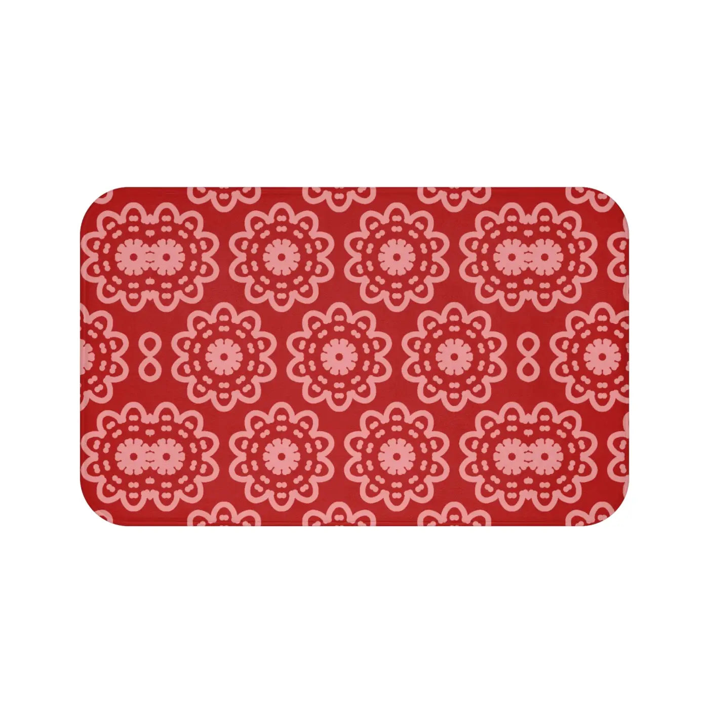 Red Geometric Bath Mat – Soft Microfiber - Dipaliz