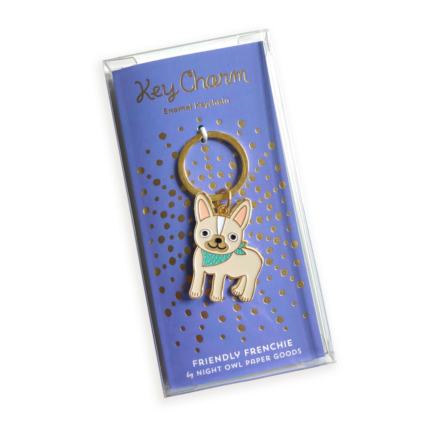 Friendly Frenchie French Bulldog Enamel Keychain