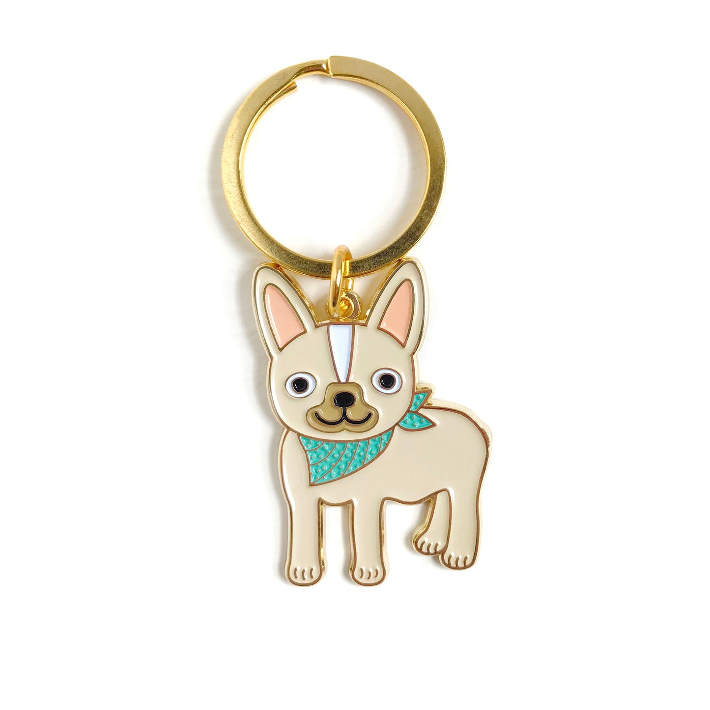 Friendly Frenchie French Bulldog Enamel Keychain