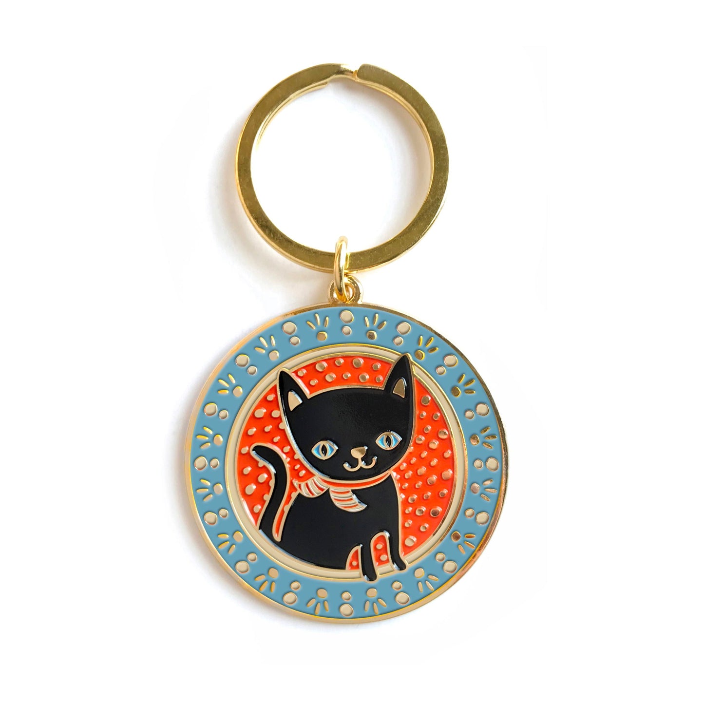 Black Cat Enamel Keychain