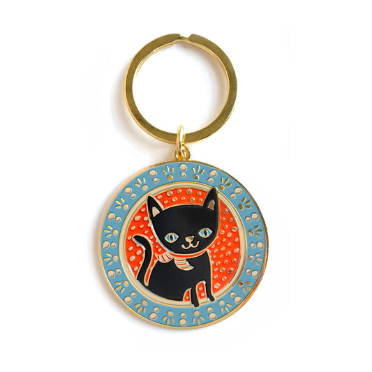 Black Cat Enamel Keychain