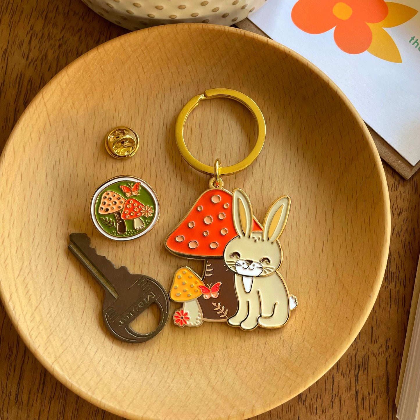 Bunny Rabbit Enamel Keychain