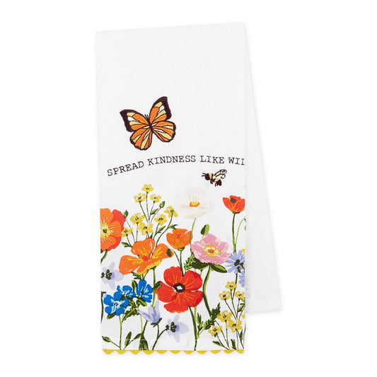 Spread Kindness Wildflowers Embellished Dish Towel