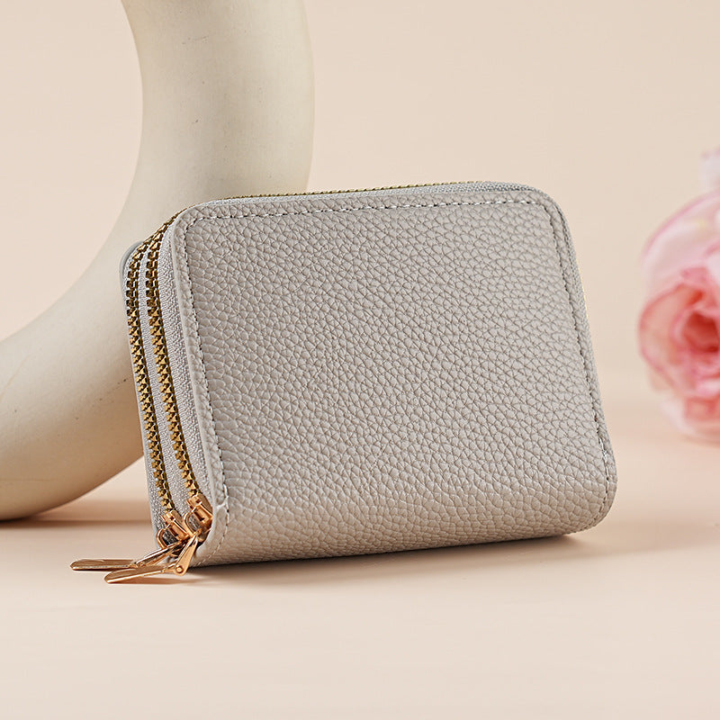 Women's PU Leather Clutch Wallet – Dual Zipper & Multiple Card Slots
