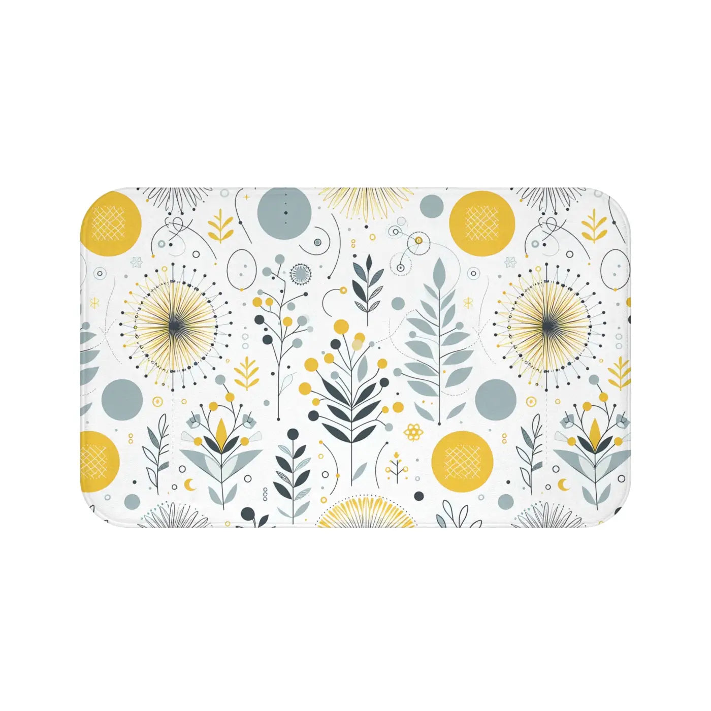 Floral Grey Pattern Bath Mat – Yellow Design - Dipaliz
