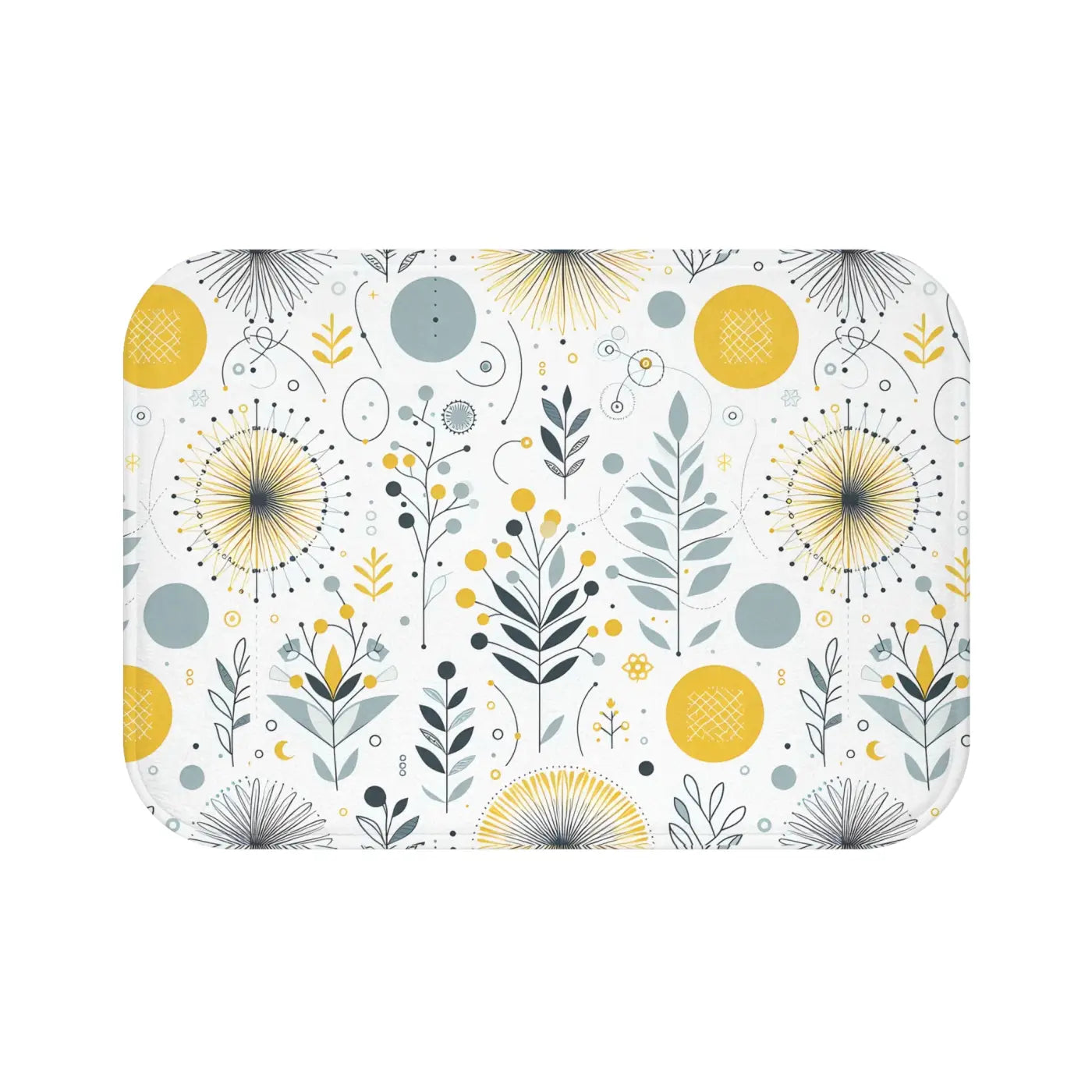 Floral Grey Pattern Bath Mat – Yellow Design - Dipaliz