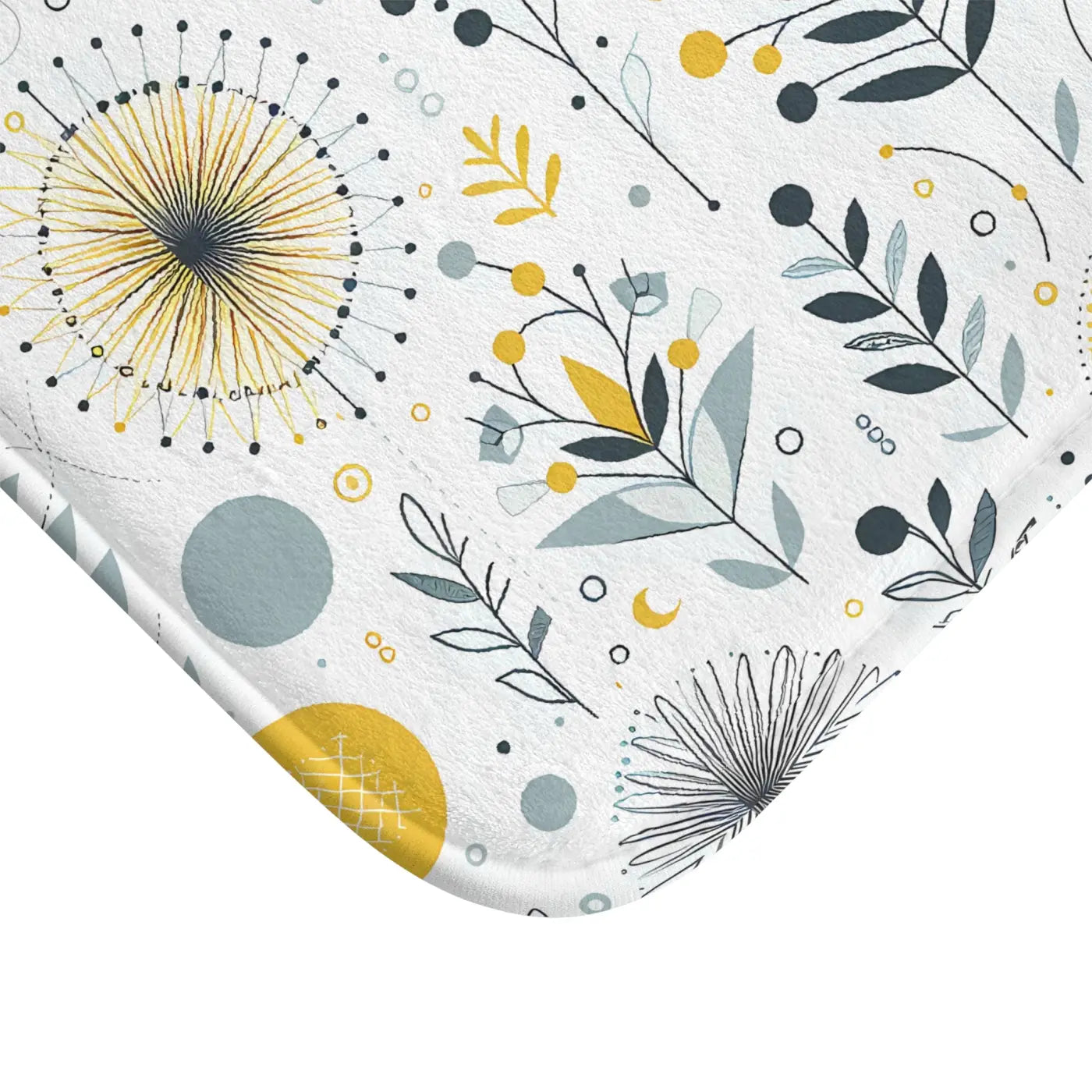 Floral Grey Pattern Bath Mat – Yellow Design - Dipaliz