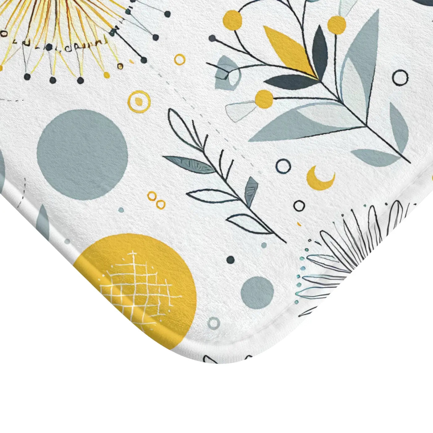 Floral Grey Pattern Bath Mat – Yellow Design - Dipaliz
