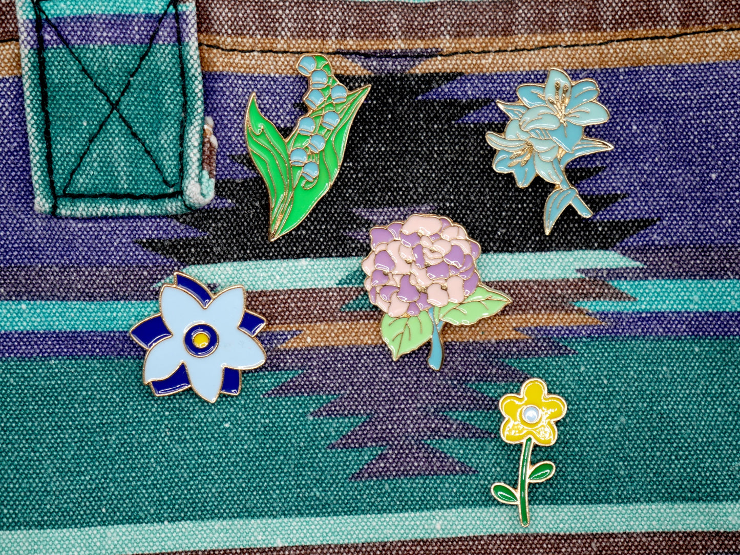 Flower Metal Enamel Pins (Set of 3)