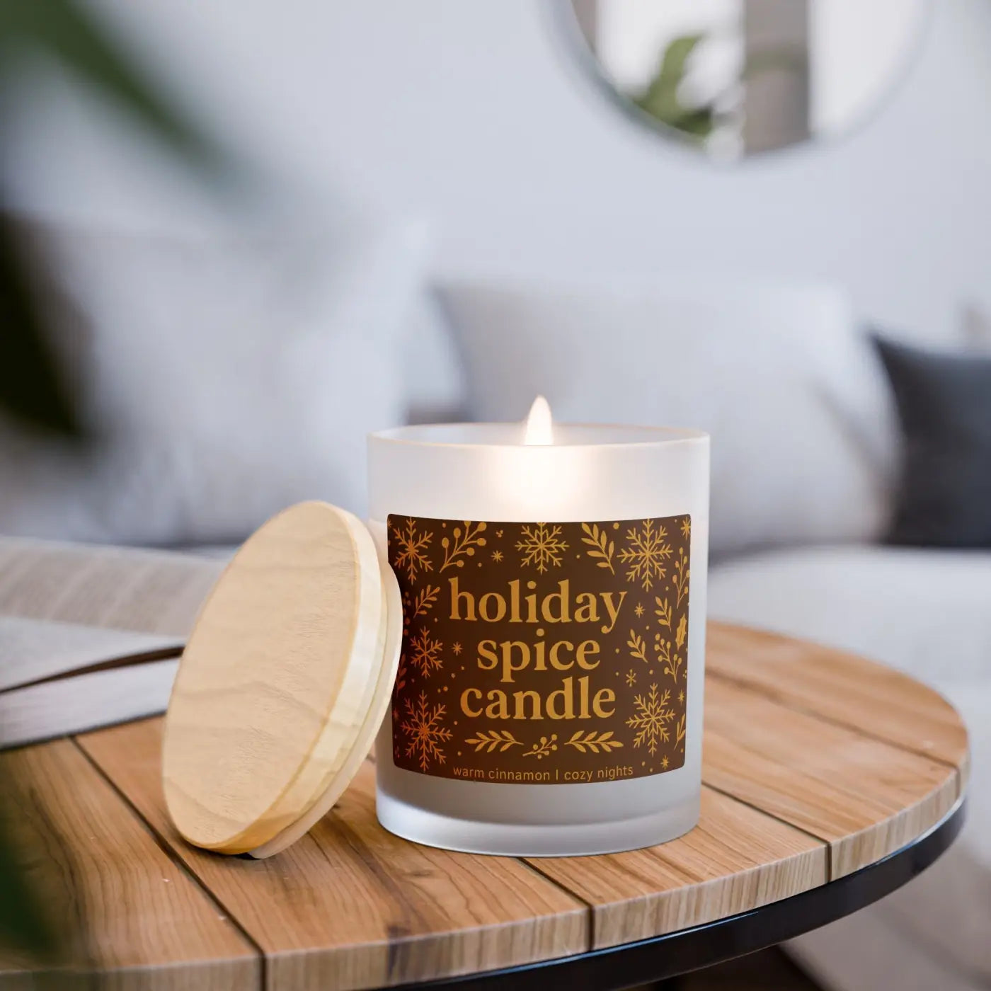 Frosted Spice Soy Candle – Wooden Wick Crackle - Dipaliz