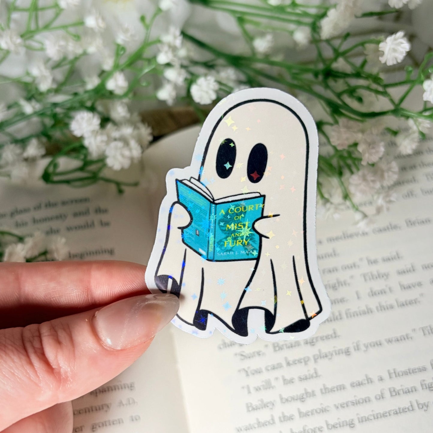 Ghost Reading ACOTAR Sticker