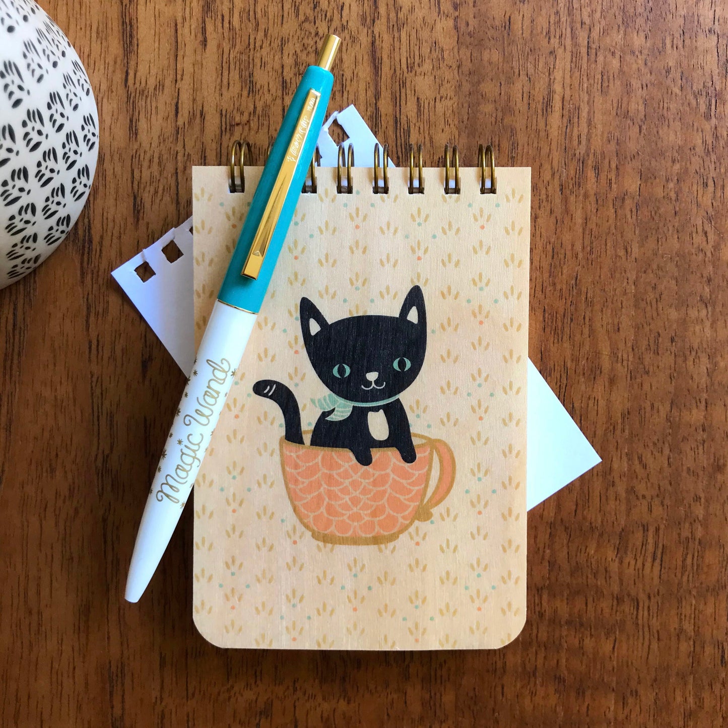 Meow Magic Wood Mini Notepad + Pen Gift Set