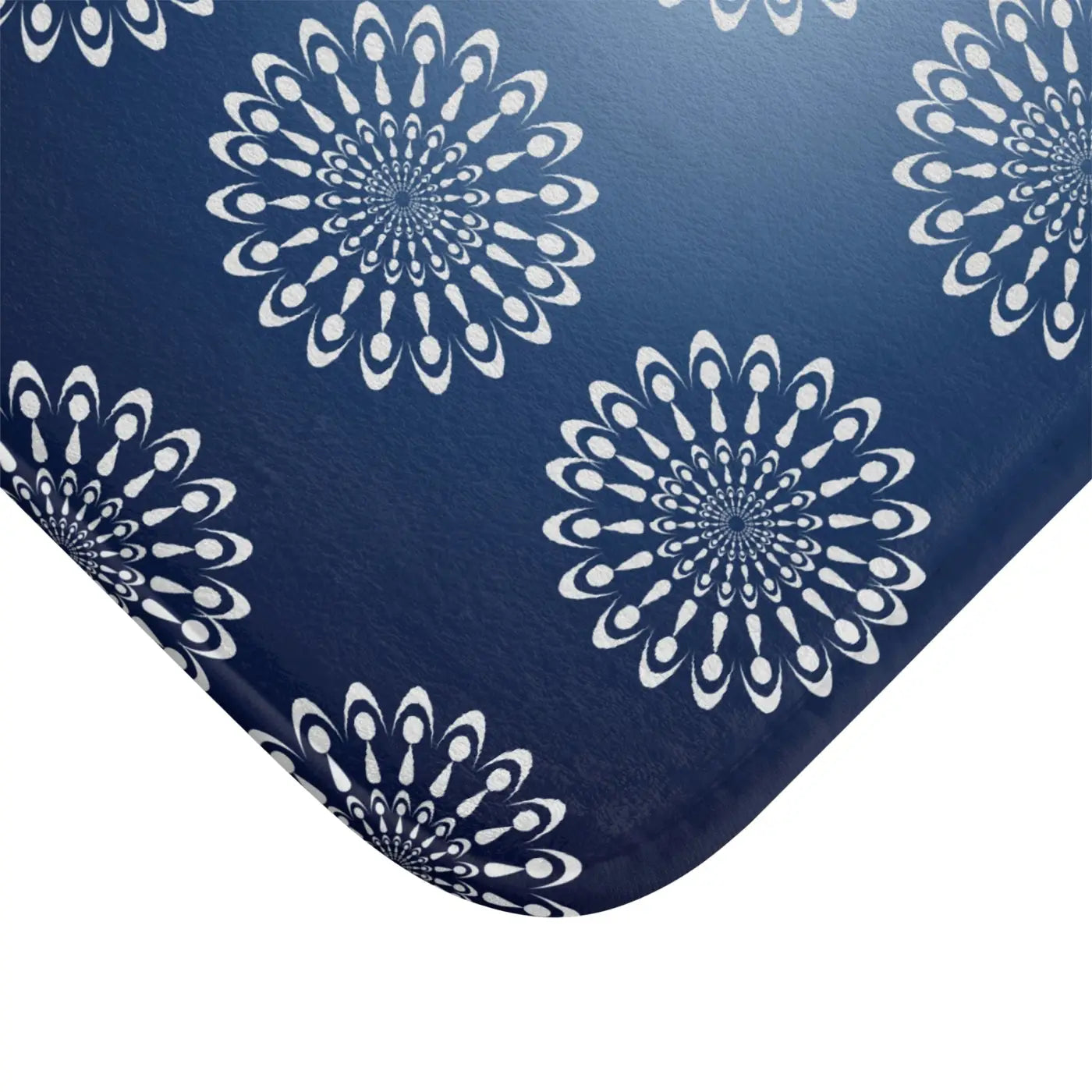 Geometric Pattern Bath Mat – Plush Navy Rug - Dipaliz