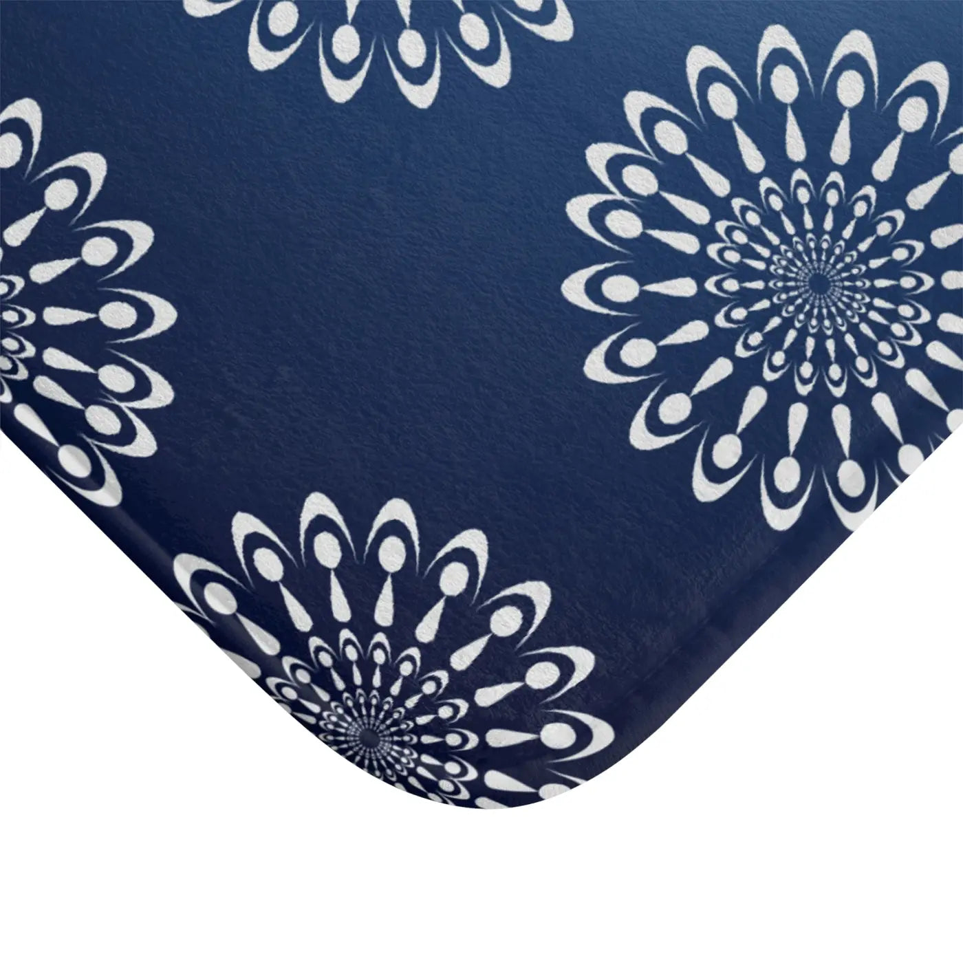 Geometric Pattern Bath Mat – Plush Navy Rug - Dipaliz