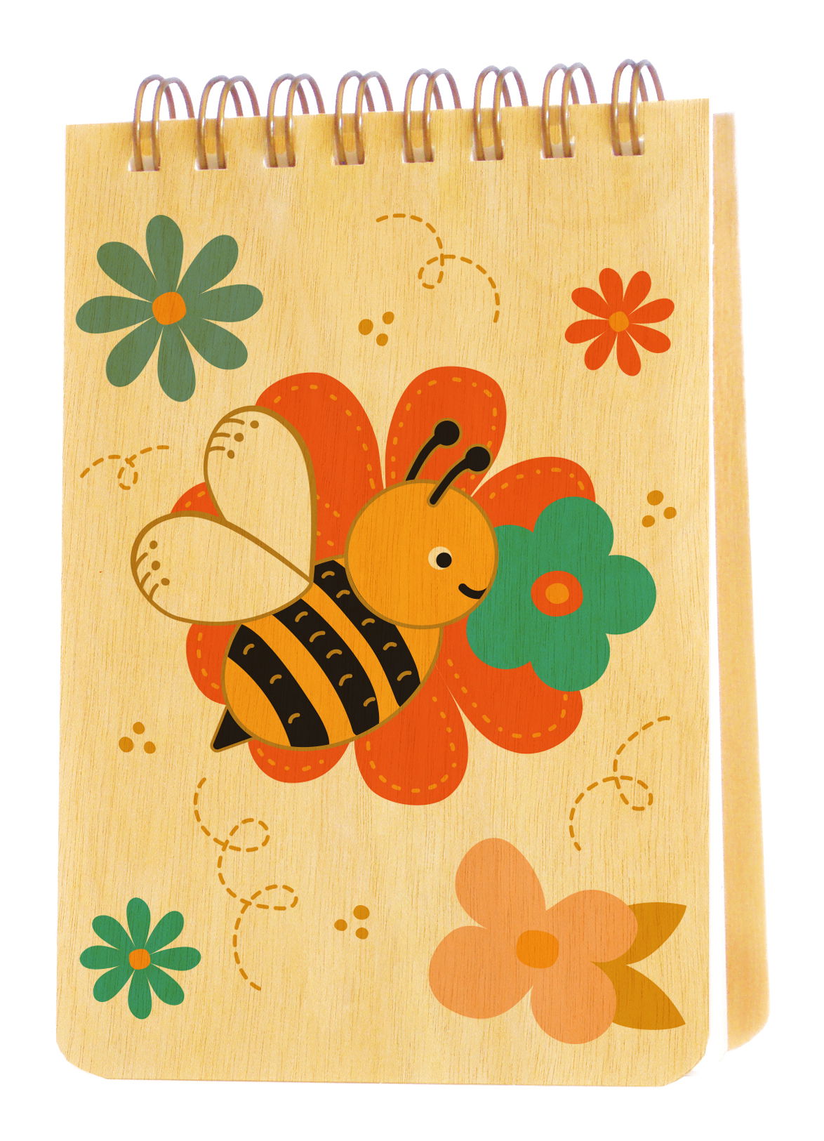 Busy Bee Wood Mini Notepad + Pen Gift Set