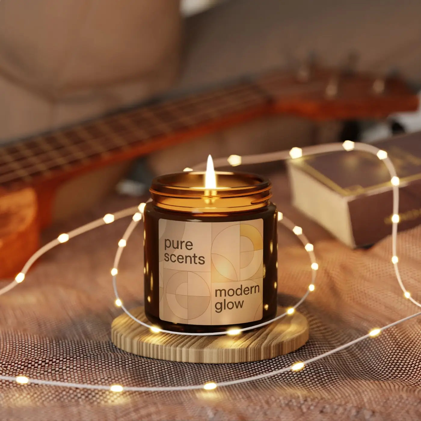 Scented Soy Candle – Cozy Amber Glow 8oz - Dipaliz