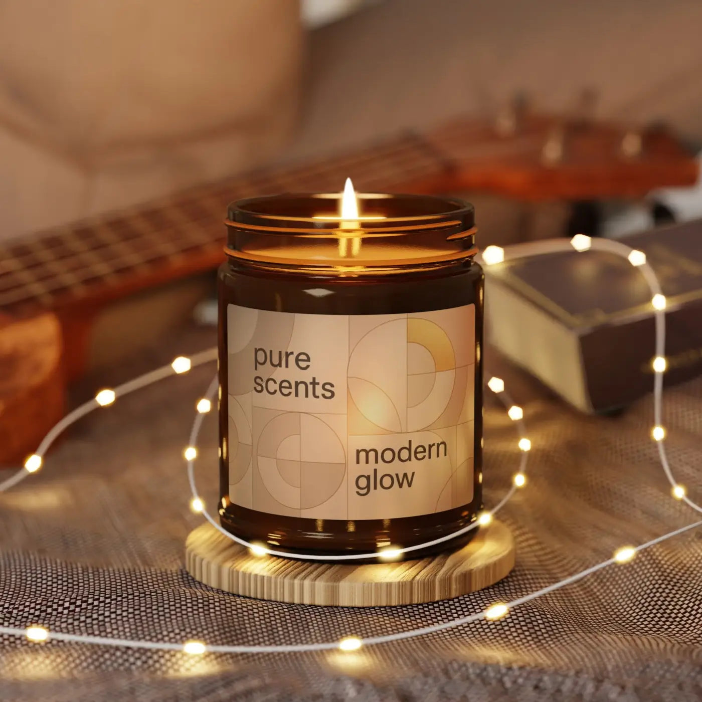 Scented Soy Candle – Cozy Amber Glow 8oz - Dipaliz