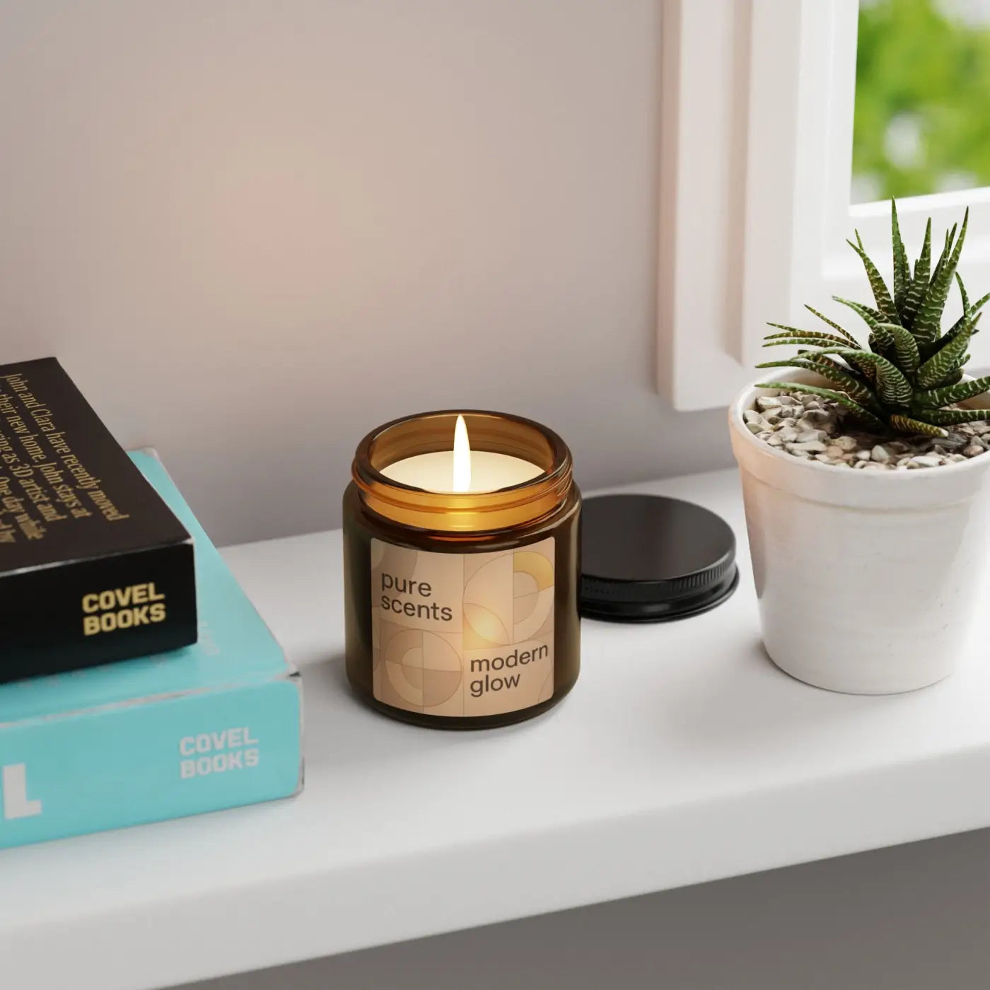 Scented Soy Candle – Cozy Amber Glow 8oz - Dipaliz