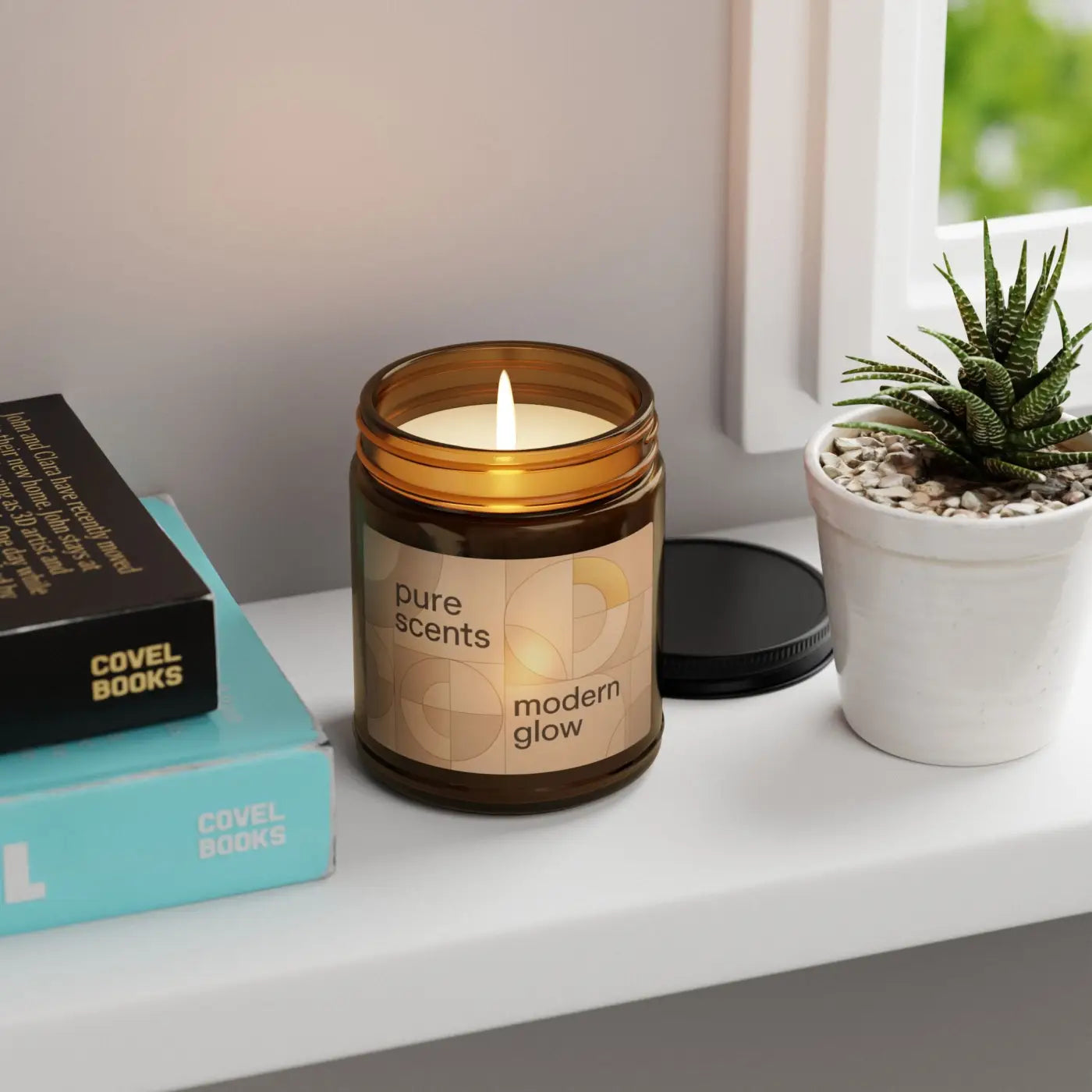 Scented Soy Candle – Cozy Amber Glow 8oz - Dipaliz