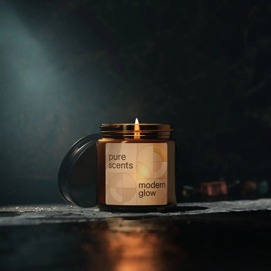 Scented Soy Candle – Cozy Amber Glow 8oz - Dipaliz