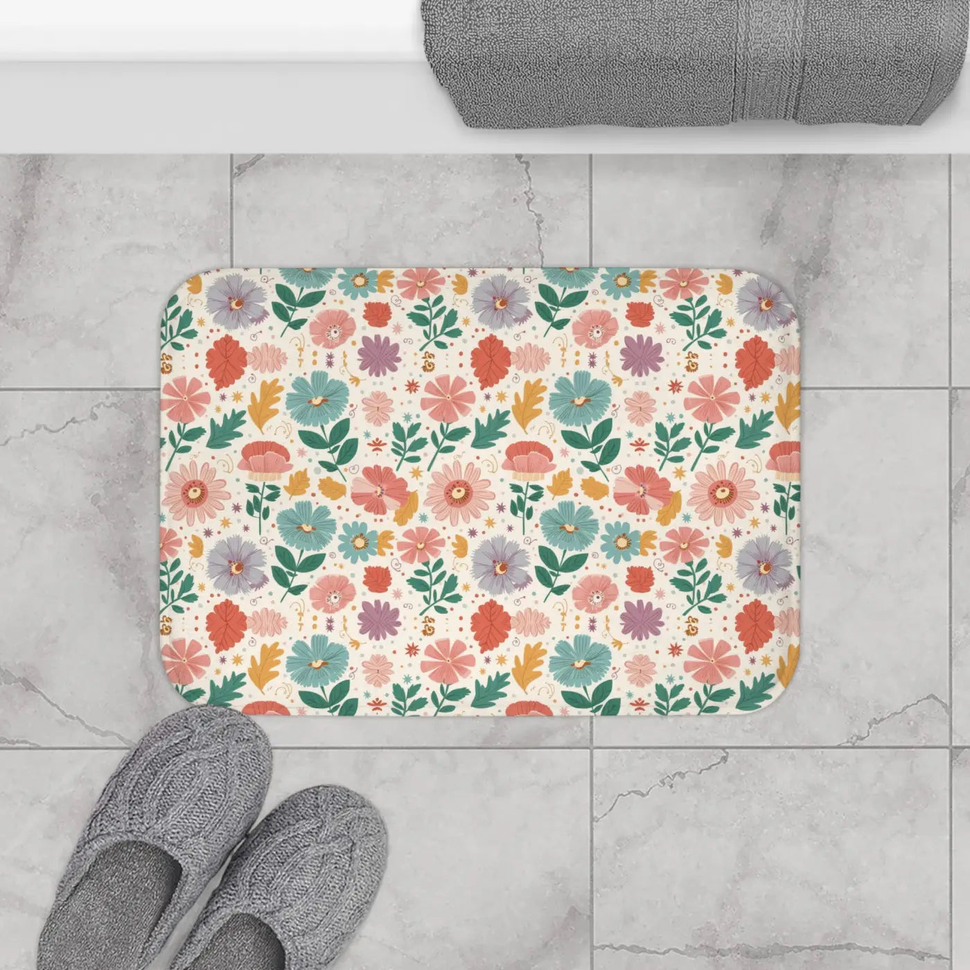 Floral Microfiber Bath Mat – Absorbent Soft - Dipaliz