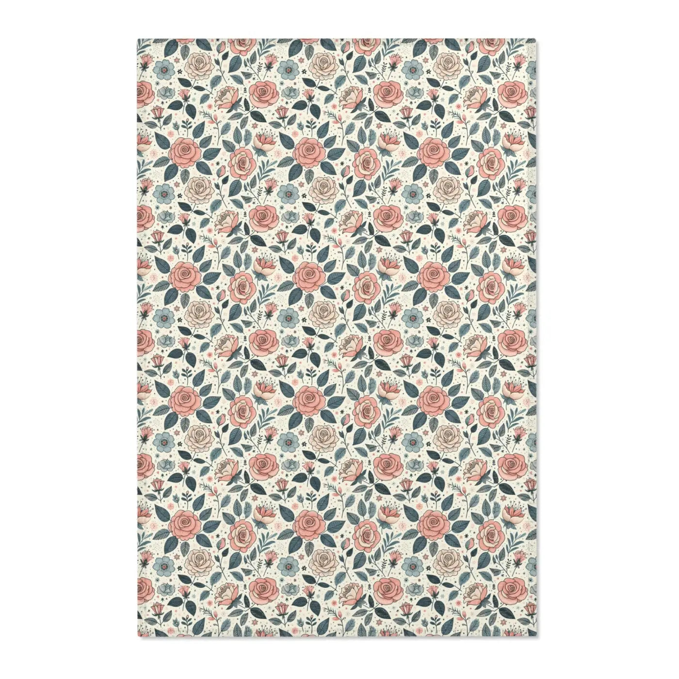 Pastel Rose Flower Area Rugs – Polyester Chenille - Dipaliz