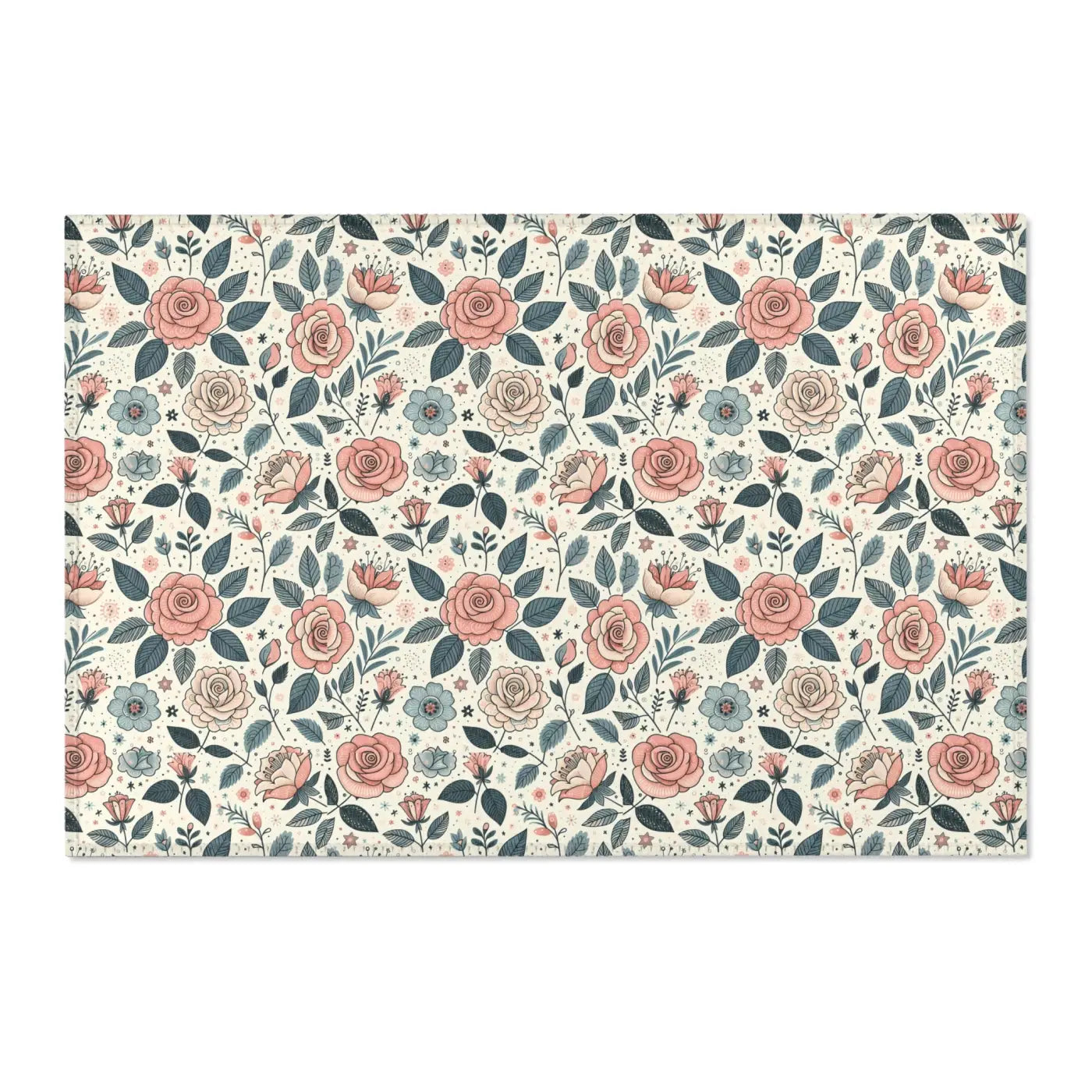 Pastel Rose Flower Area Rugs – Polyester Chenille - Dipaliz