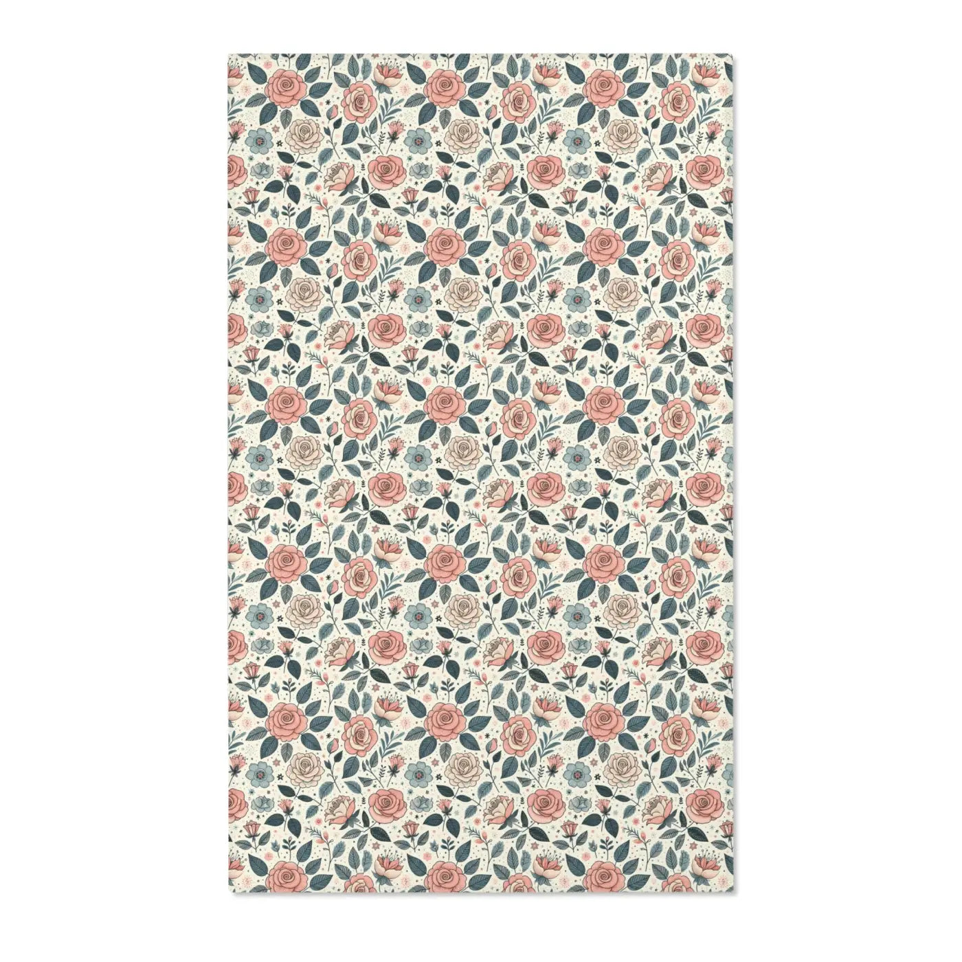 Pastel Rose Flower Area Rugs – Polyester Chenille - Dipaliz