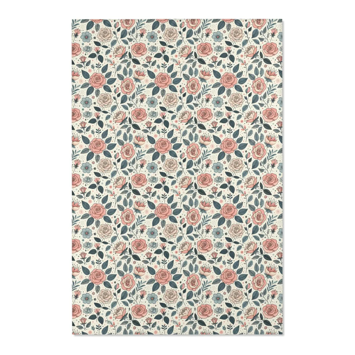 Pastel Rose Flower Area Rugs – Polyester Chenille - Dipaliz