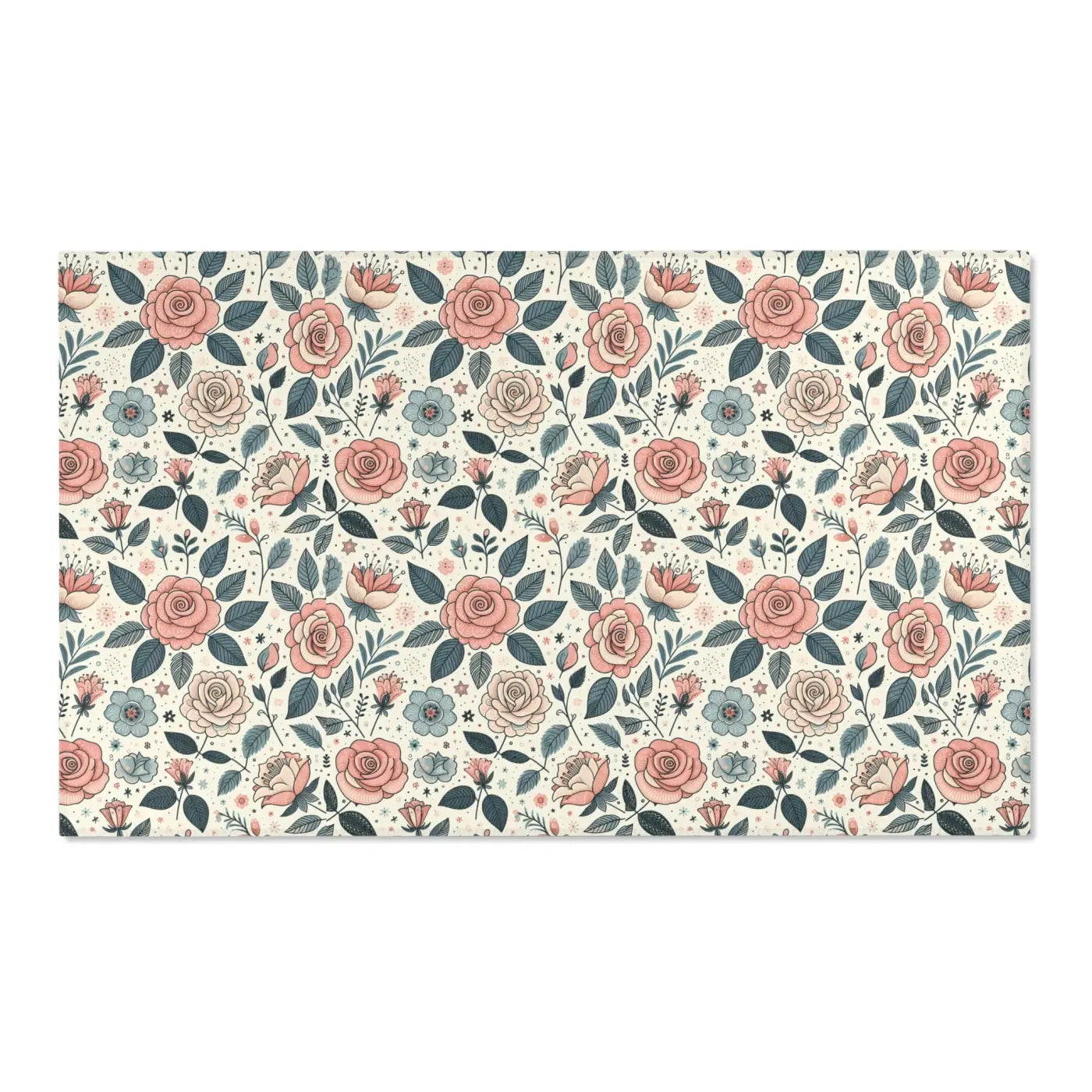 Pastel Rose Flower Area Rugs – Polyester Chenille - Dipaliz
