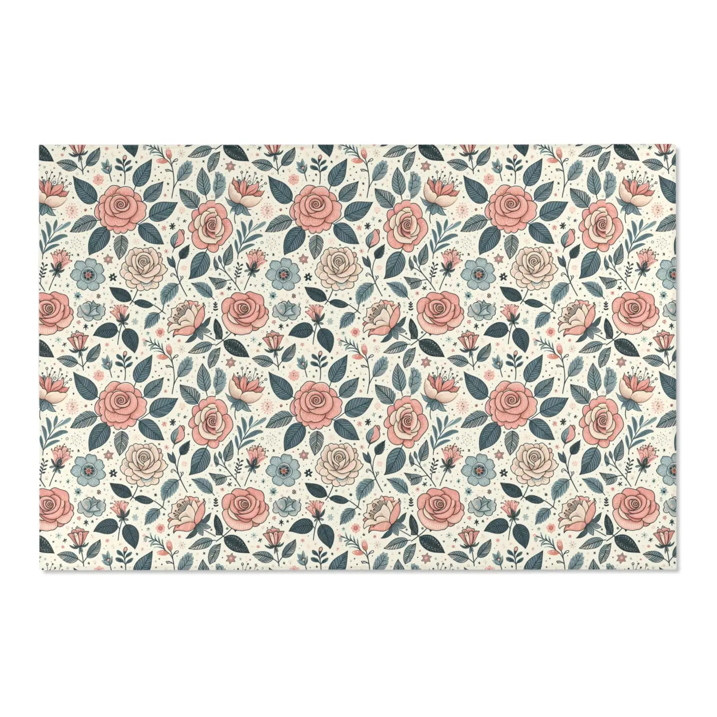 Pastel Rose Flower Area Rugs – Polyester Chenille - Dipaliz