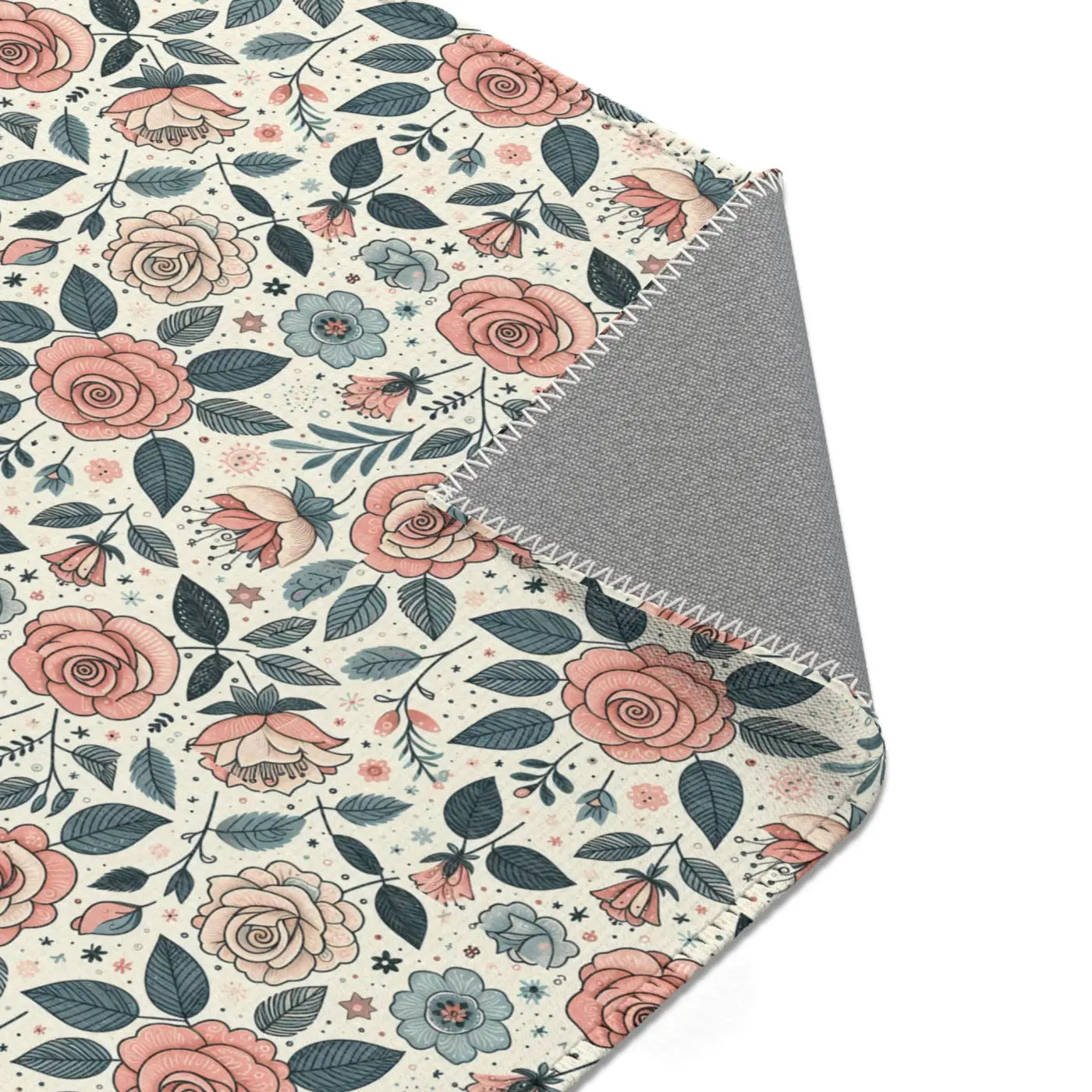 Pastel Rose Flower Area Rugs – Polyester Chenille - Dipaliz